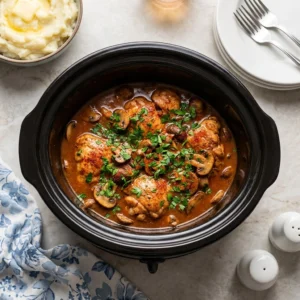 Slow Cooker Chicken Marsala With Rich Savory Sauce | Easy Crockpot Dinner Ideas