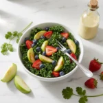 Apple and Berry Chopped Kale Salad with Citrus Basil Vinaigrette | Healthy Kale Salad