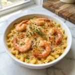 Parmesan Crusted Shrimp Mac Bake | Cheesy Seafood Pasta Casserole Recipe