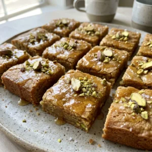 Salted Honey Pistachio Blondie Bars | Easy Honey Pistachio Dessert Recipe