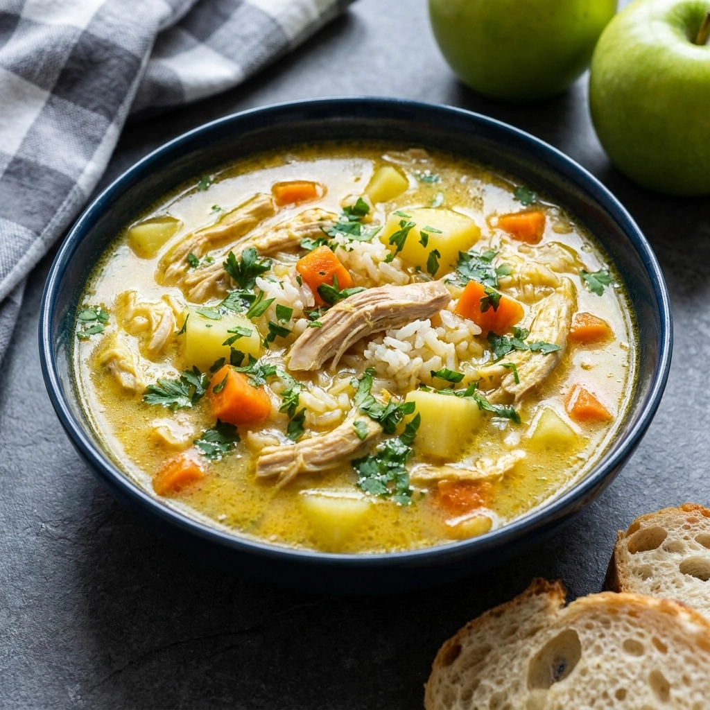 Hearty Chicken Mulligatawny Soup with Warm Spices | Easy Comfort Food Dinner