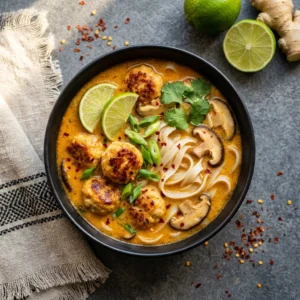 Thai Inspired Chicken Meatball Soup | Healthy Thai Chicken Soup Recipe