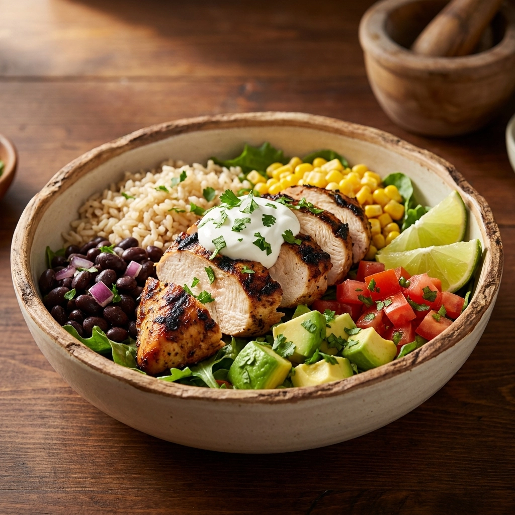 Zesty Tequila Lime Chicken Burrito Bowl | Easy Healthy Mexican Dinner Ideas