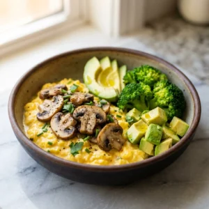 Keto Breakfast Plate: Creamy Scrambled Eggs & Avocado | Low Carb Breakfast Ideas