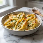Creamy Crab Stuffed Shells with Garlic Alfredo Sauce | Seafood Pasta Dinner Idea