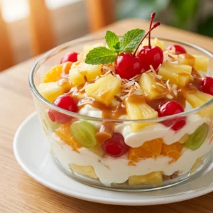 Tropical Hawaiian Cheesecake Salad with Fresh Pineapple | Easy Summer Dessert Salad