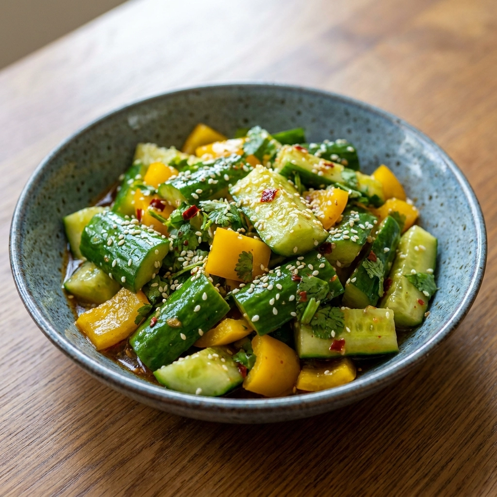 Sesame Crunch Cucumber Salad: A Fresh & Scrumptious Delight | Asian Side Dish Recipe