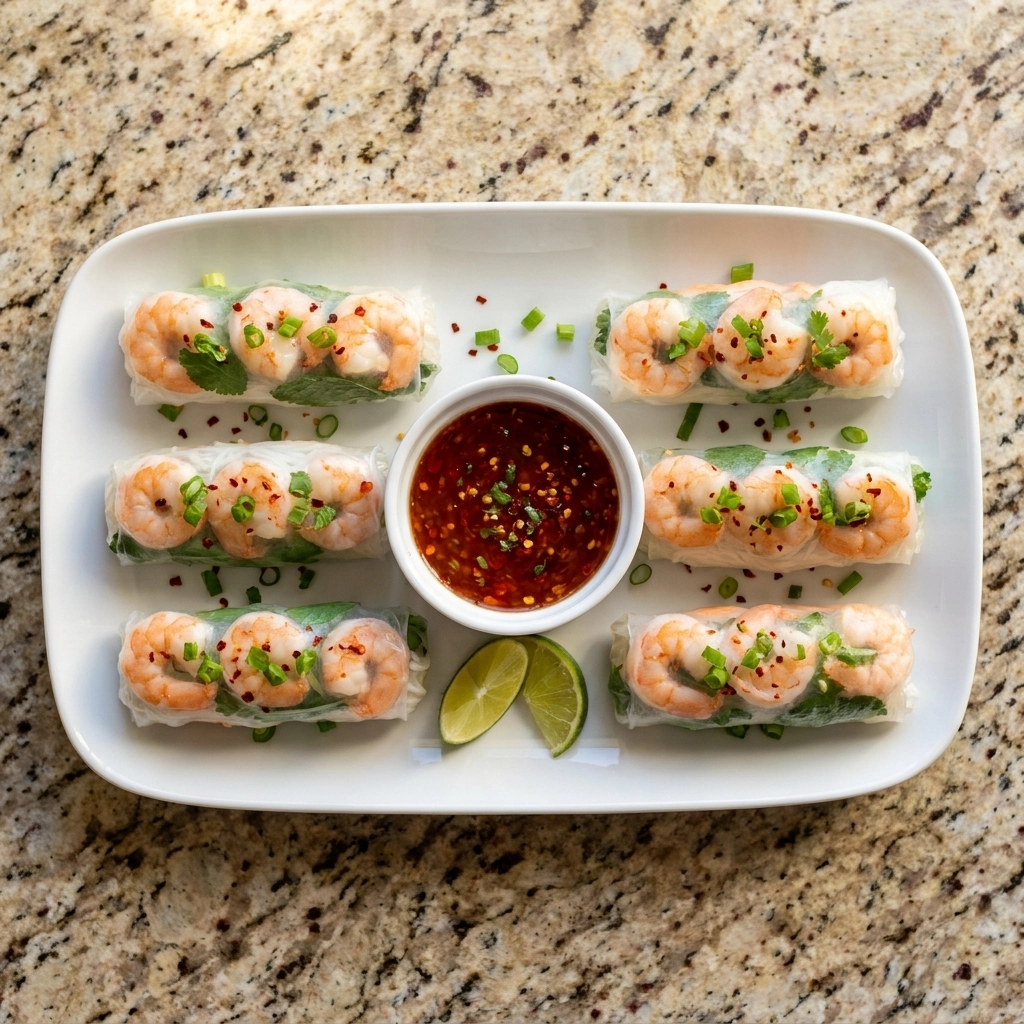 Sweet Chili Shrimp Rice Paper Rolls | Easy Healthy Shrimp Spring Rolls Recipe