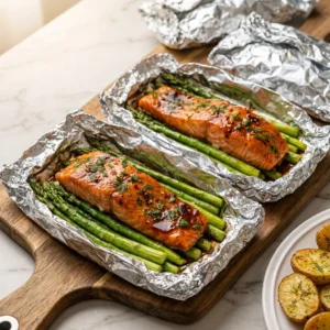 Brown Sugar Garlic Salmon Foil Packets | Easy Healthy Salmon Dinner Idea