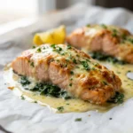 Garlic Butter Baked Salmon with Wilted Spinach | Easy Healthy Dinner Ideas