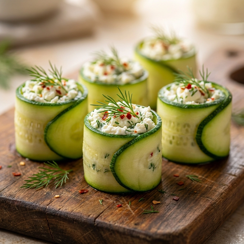 Fresh Dill & Cheese Cucumber Pinwheels | Easy Healthy Party Appetizer Ideas