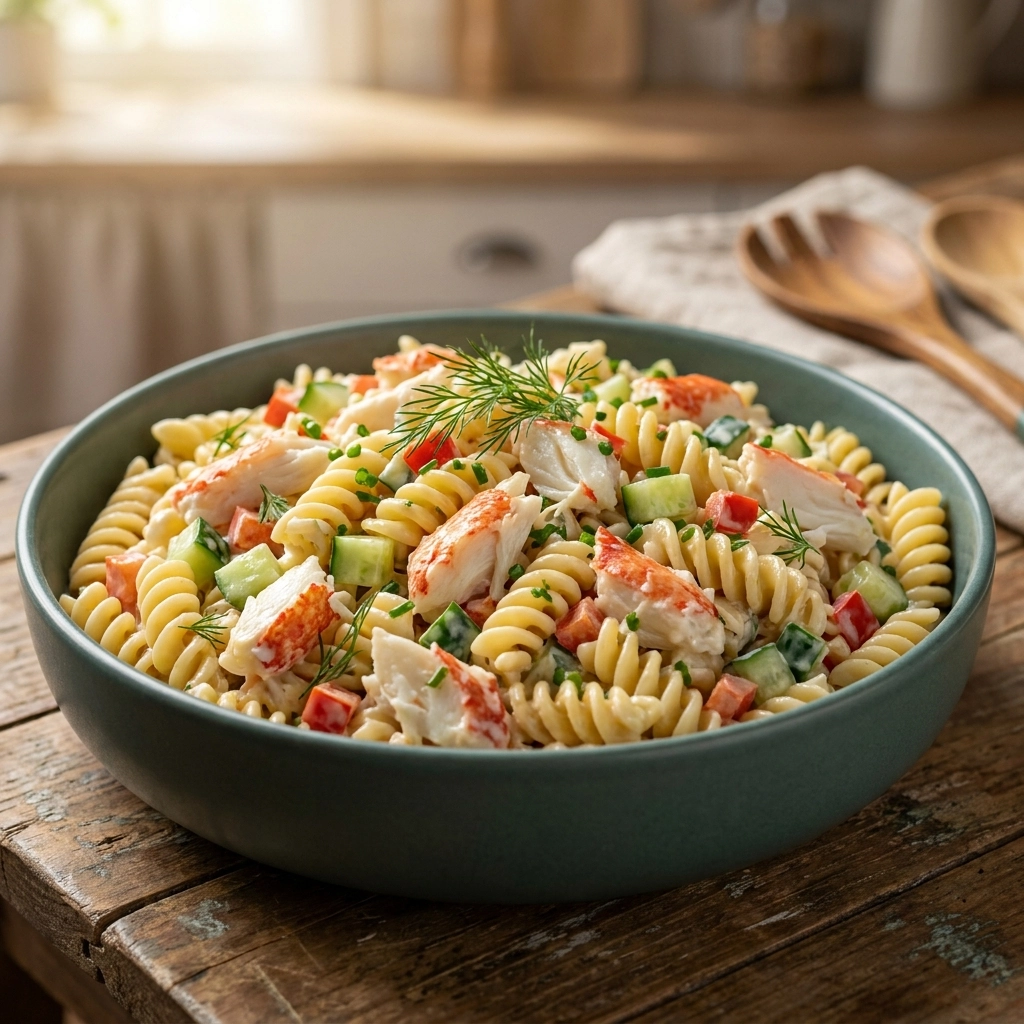 Creamy Crab Pasta Salad with a Zesty Twist | Easy Seafood Pasta Salad Recipe