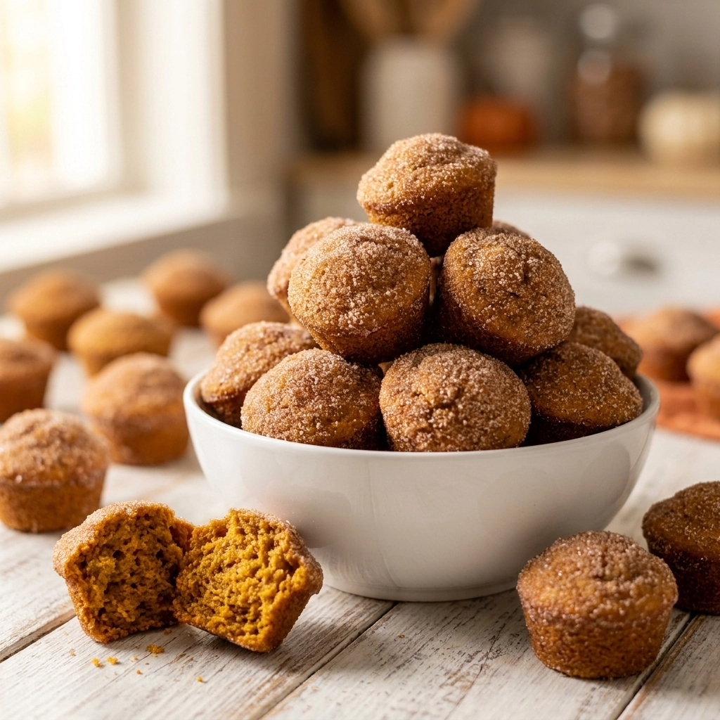 Mini Cinnamon Sugar Pumpkin Muffins | Easy Fall Baking Recipes