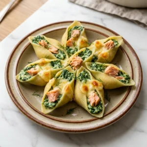 Creamy Spinach Salmon Stuffed Shells | Easy Gourmet Seafood Pasta Dinner