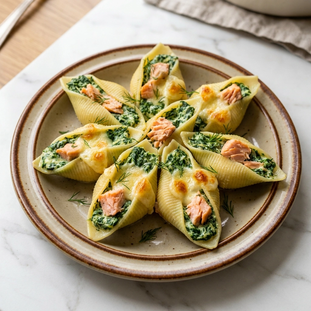 Creamy Spinach Salmon Stuffed Shells | Easy Gourmet Seafood Pasta Dinner