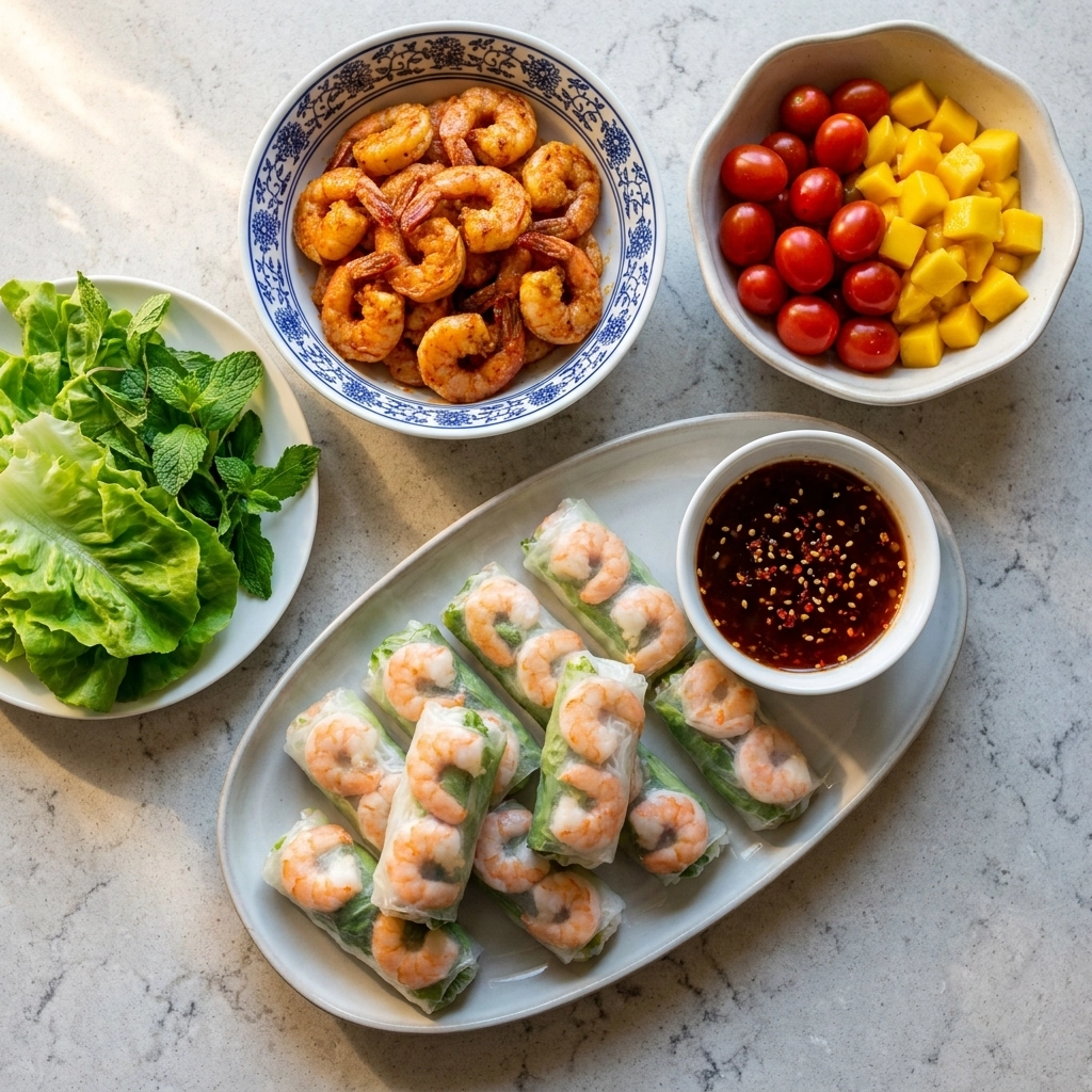 Sweet Chili Shrimp Rice Paper Rolls | Easy Healthy Shrimp Spring Rolls Recipe