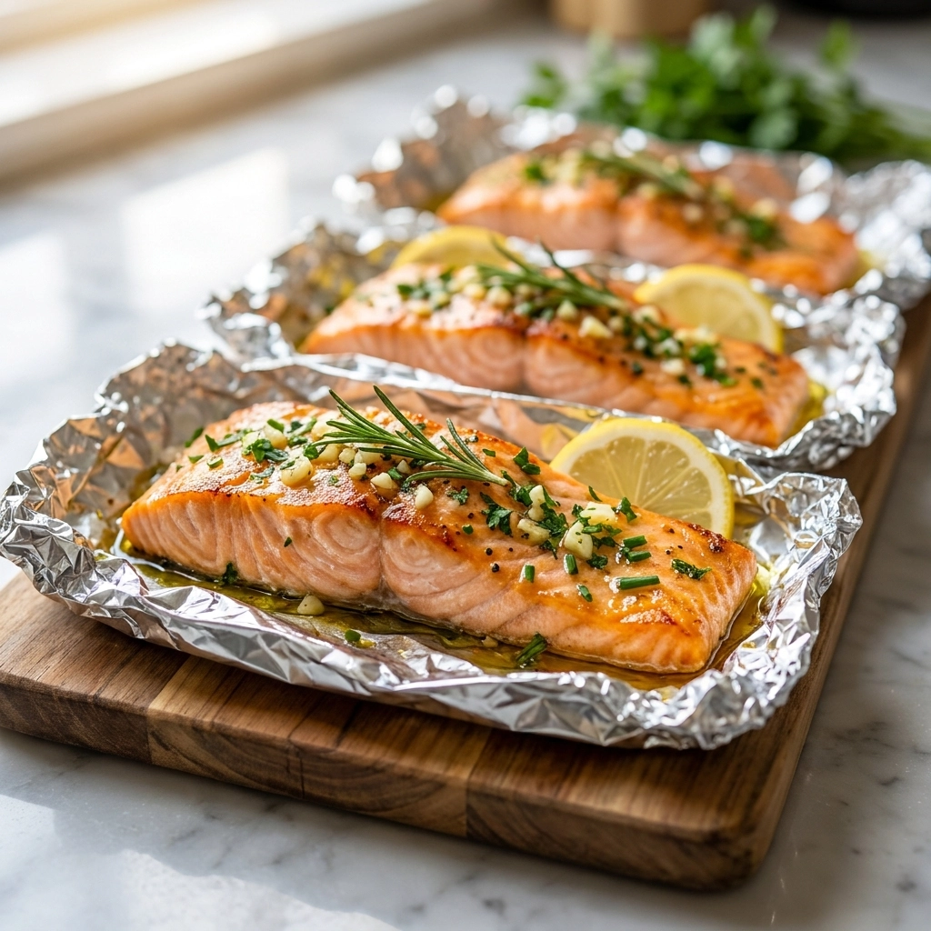 Brown Sugar Garlic Salmon Foil Packets | Easy Healthy Salmon Dinner Idea