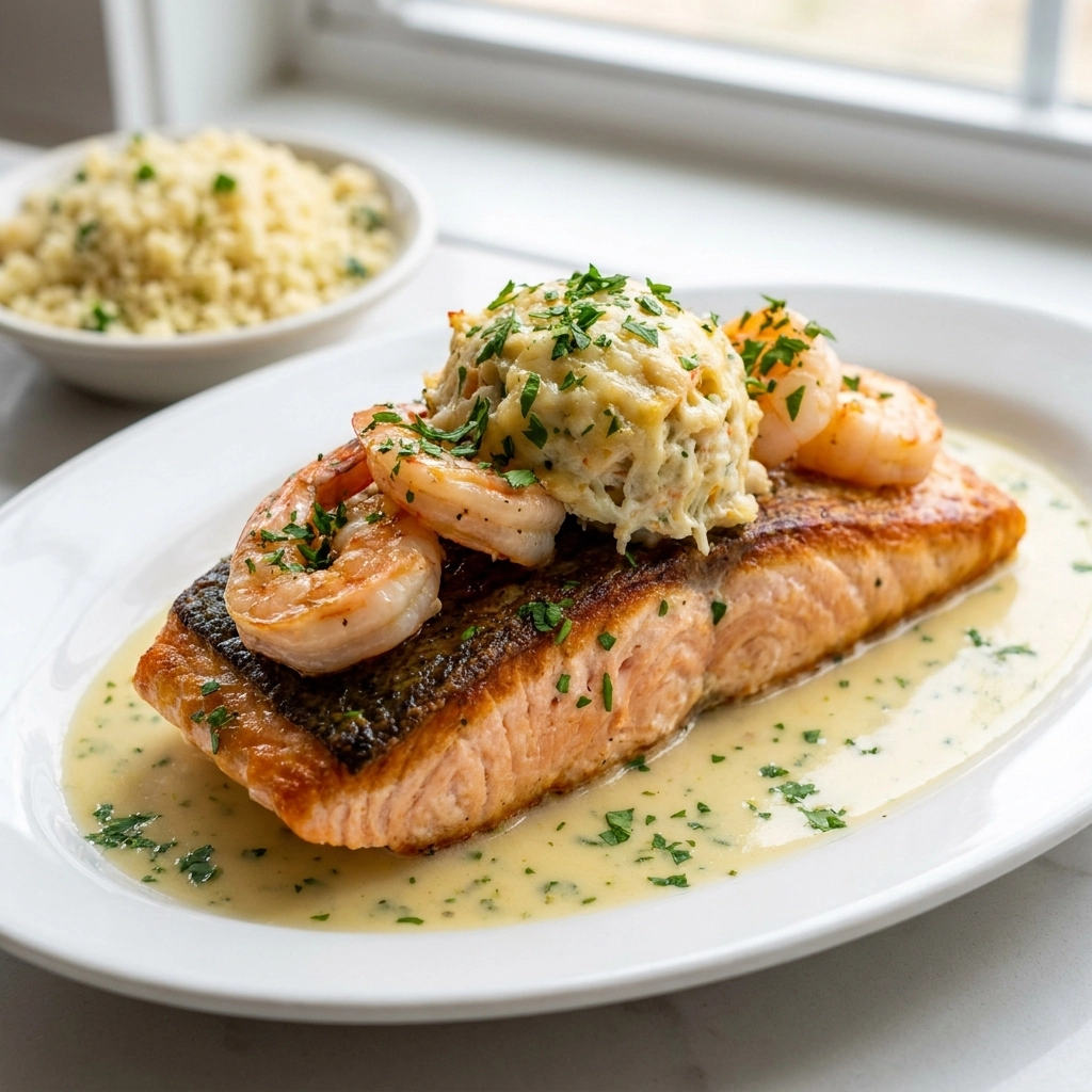Luxurious Crab & Shrimp Stuffed Salmon | Gourmet Seafood Dinner Recipe