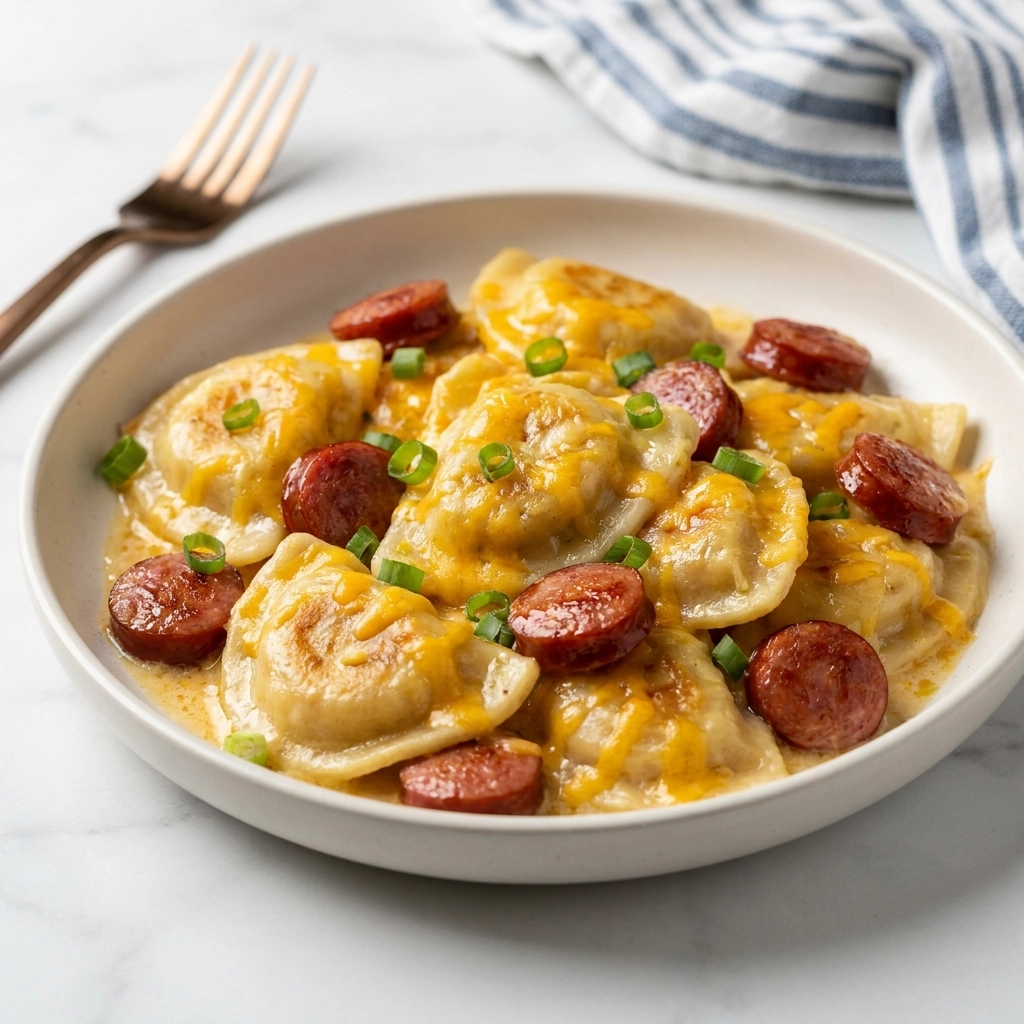 Crockpot Pierogi Casserole with Kielbasa: Comfort Food Bliss | Easy Slow Cooker Dinner