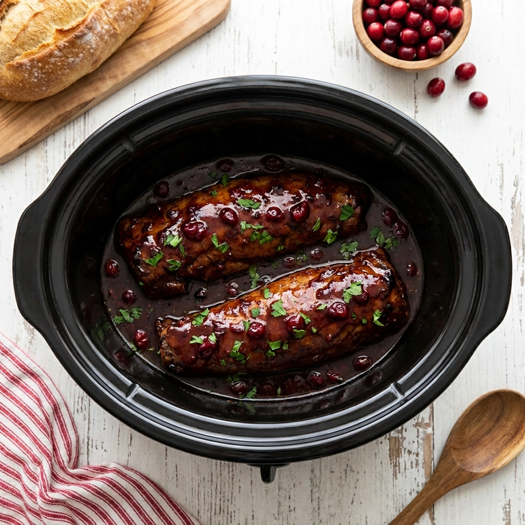 Slow Cooker Cranberry Pork Tenderloin with a Tangy Glaze | Easy Holiday Main Dish