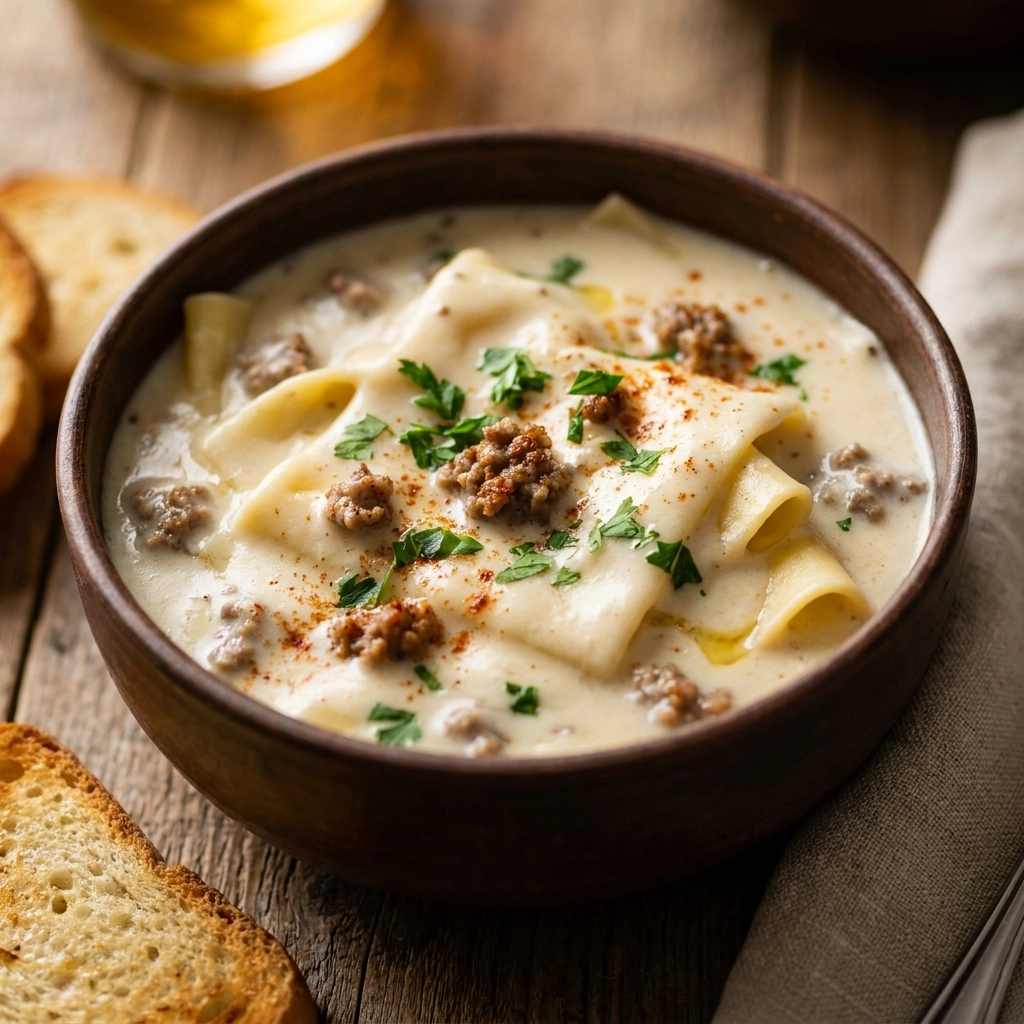 The Ultimate Creamy Alfredo Lasagna Soup | Easy Comfort Food Dinner Idea