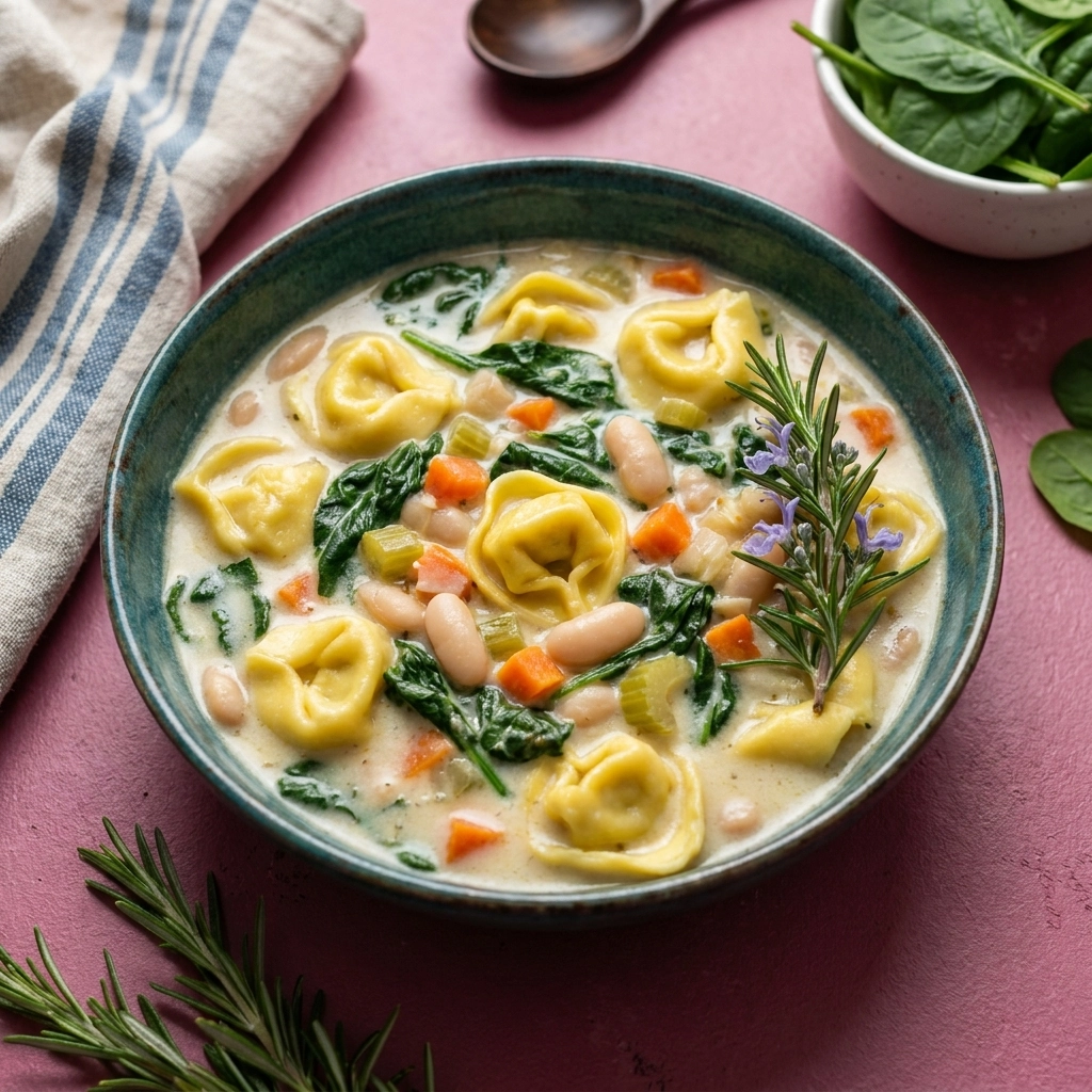 Creamy Vegetarian Tortellini Soup | Easy One Pot Meatless Comfort Food