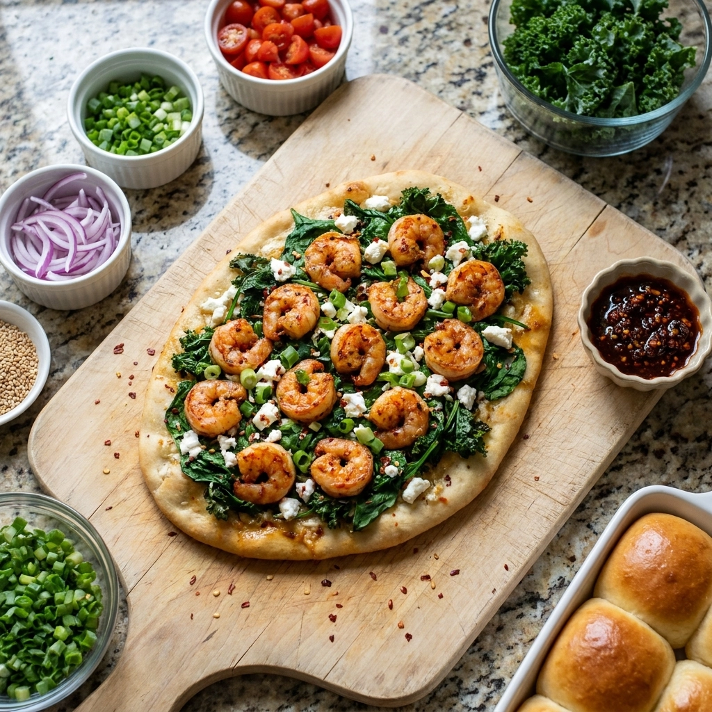 Sweet Garlic Chili Shrimp Flatbread | Easy Appetizer Recipe for Dinner