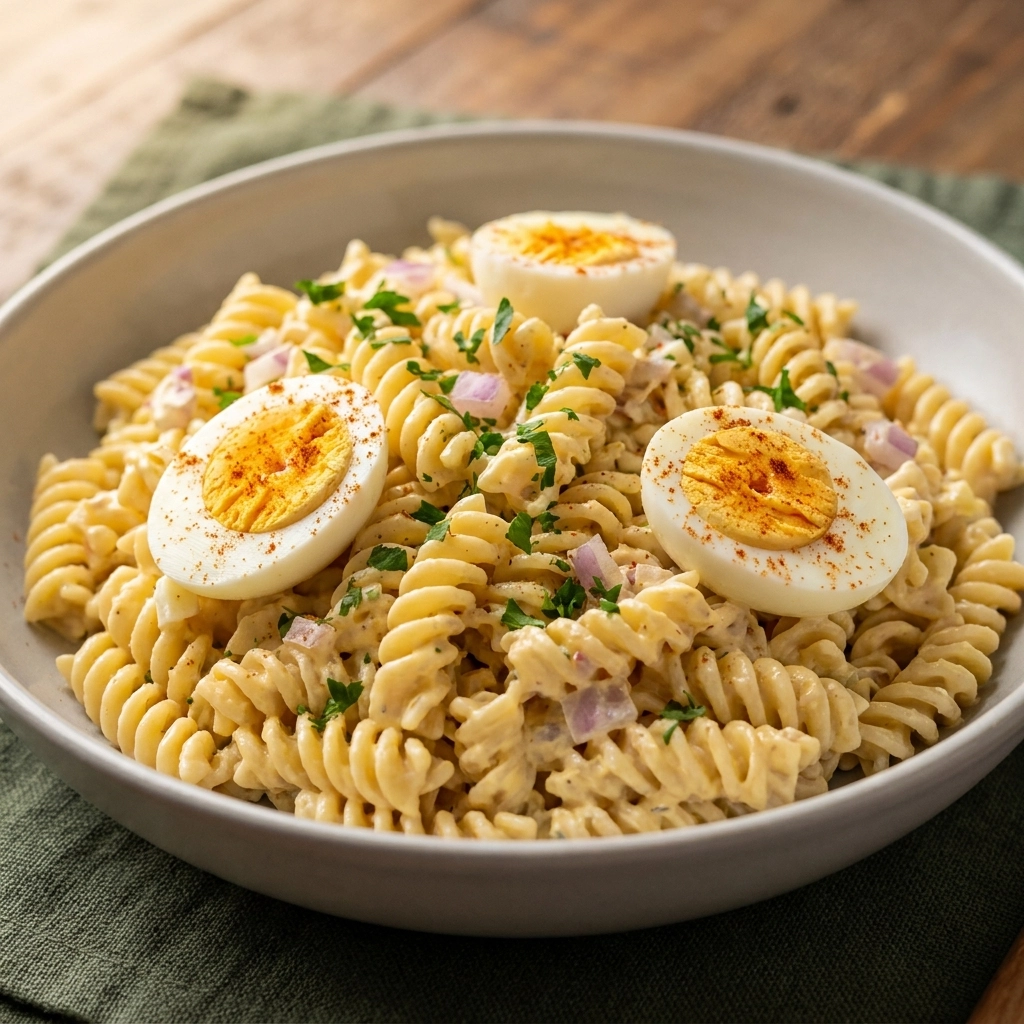 Creamy Deviled Egg Pasta Salad with a Zesty Twist | Easy Summer Pasta Salad Recipe