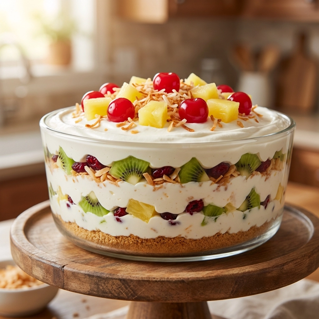 Tropical Hawaiian Cheesecake Salad with Fresh Pineapple | Easy Summer Dessert Salad