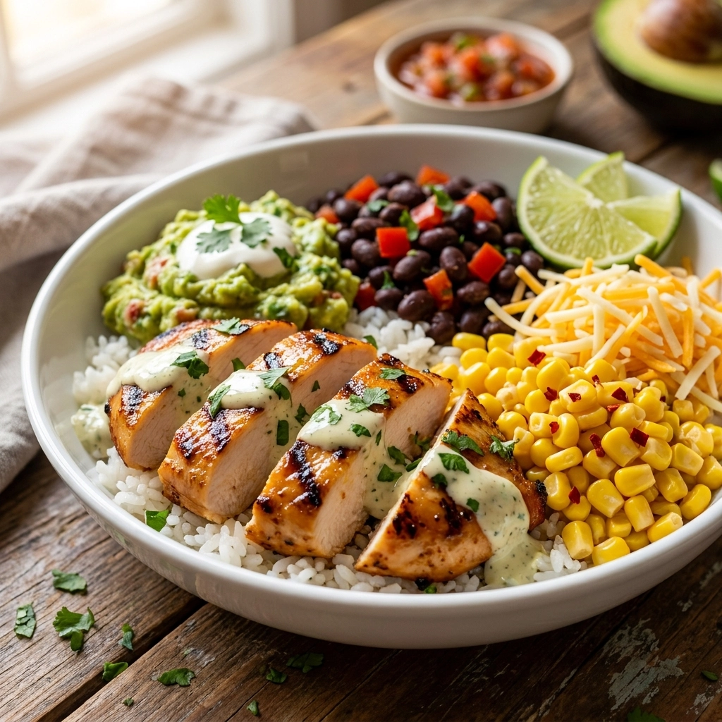 Zesty Tequila Lime Chicken Burrito Bowl | Easy Healthy Mexican Dinner Ideas