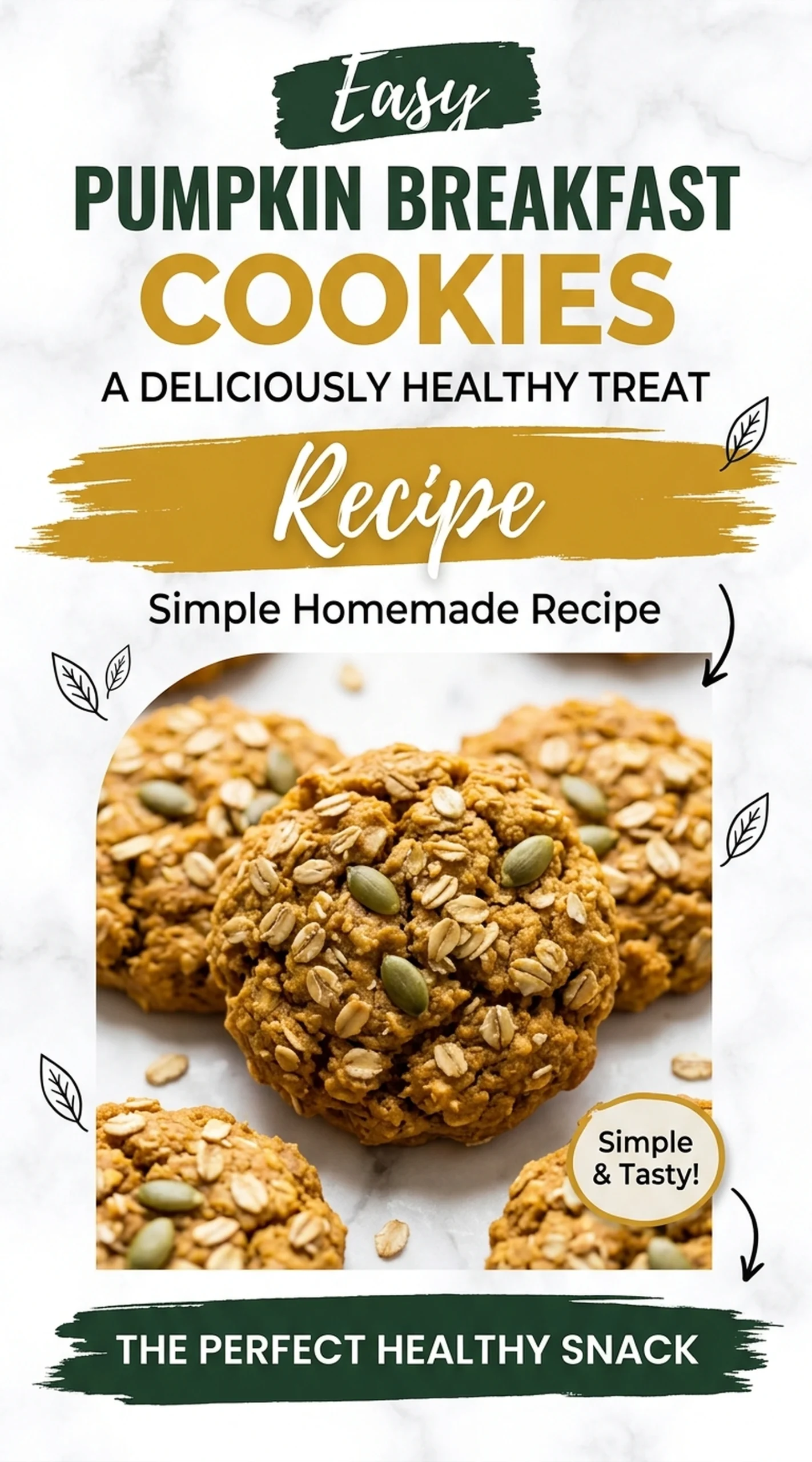 A stack of soft pumpkin breakfast cookies with oats and cinnamon on a rustic wooden board with pumpkin seeds.