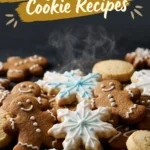 An assortment of festive Christmas cookies, including gingerbread men, sugar cookies with icing, and chocolate chip, on a platter.