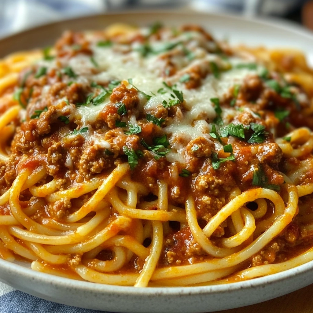 Flavorful Creamy Velveeta Spaghetti with Italian Beef Delight recipe