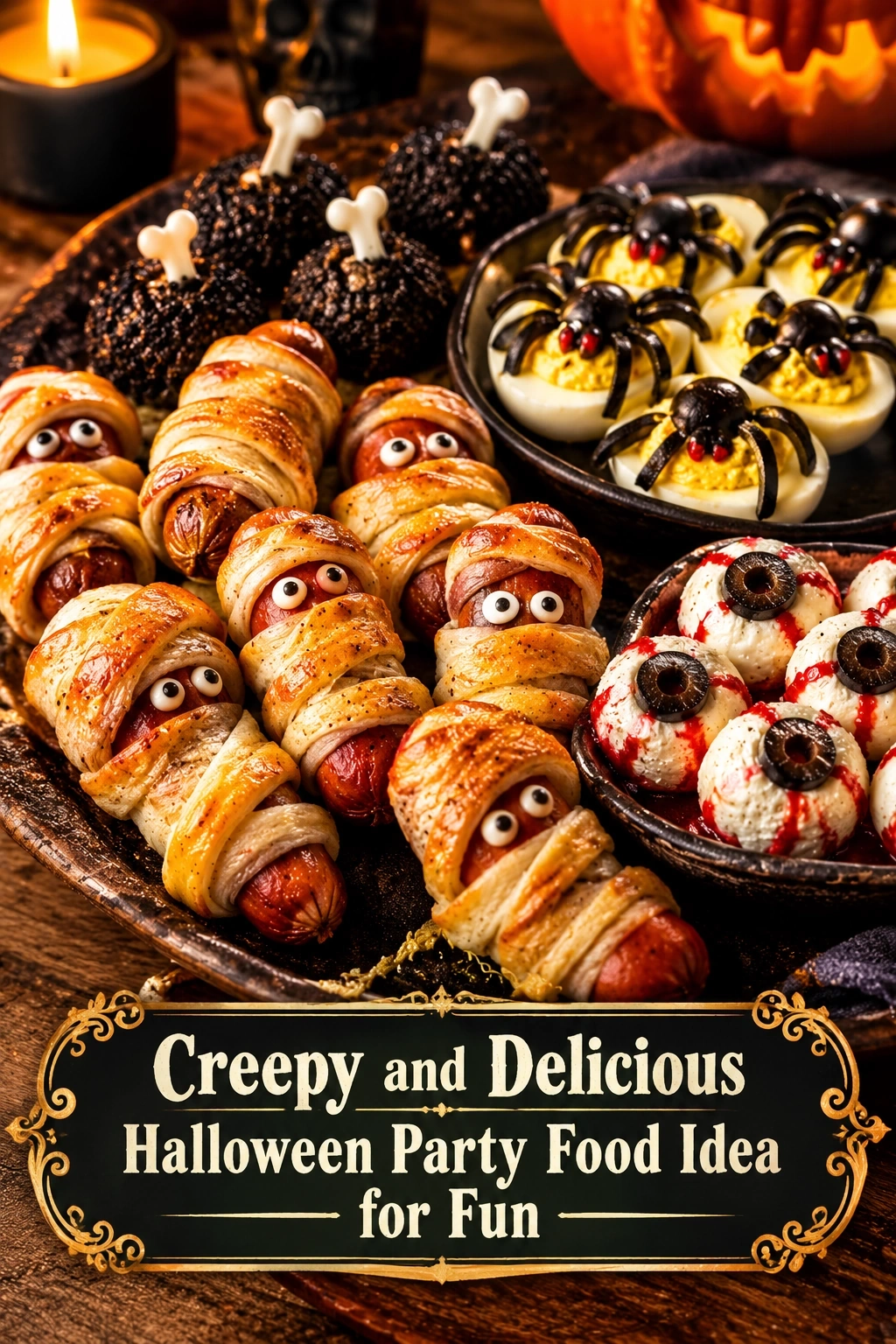 Creepy and Delicious Halloween Party Food Idea: Mummy Jalapeño Poppers | Easy Spooky Appetizer recipe