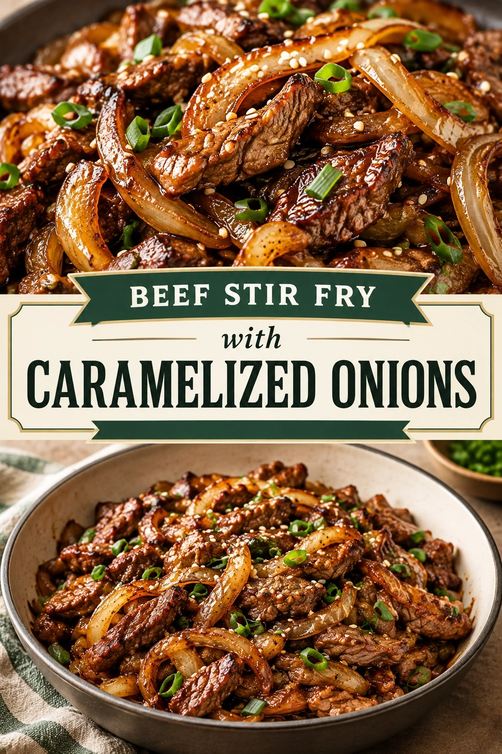 Beef Stir Fry with Caramelized Onions | Easy Weeknight Beef Dinner Idea recipe