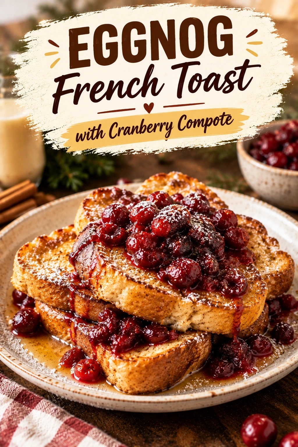 Eggnog French Toast with Cranberry Compote | Festive Christmas Breakfast Recipe recipe