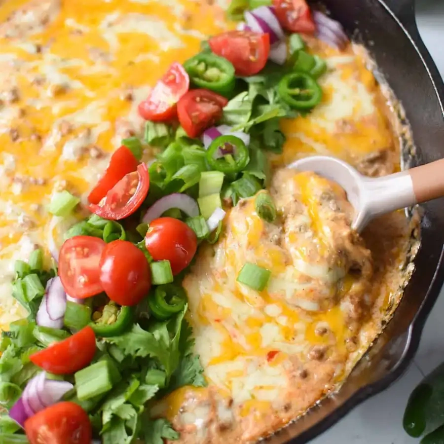 Cottage Cheese Queso with Ground Beef – Creamy Mexican Dip recipe