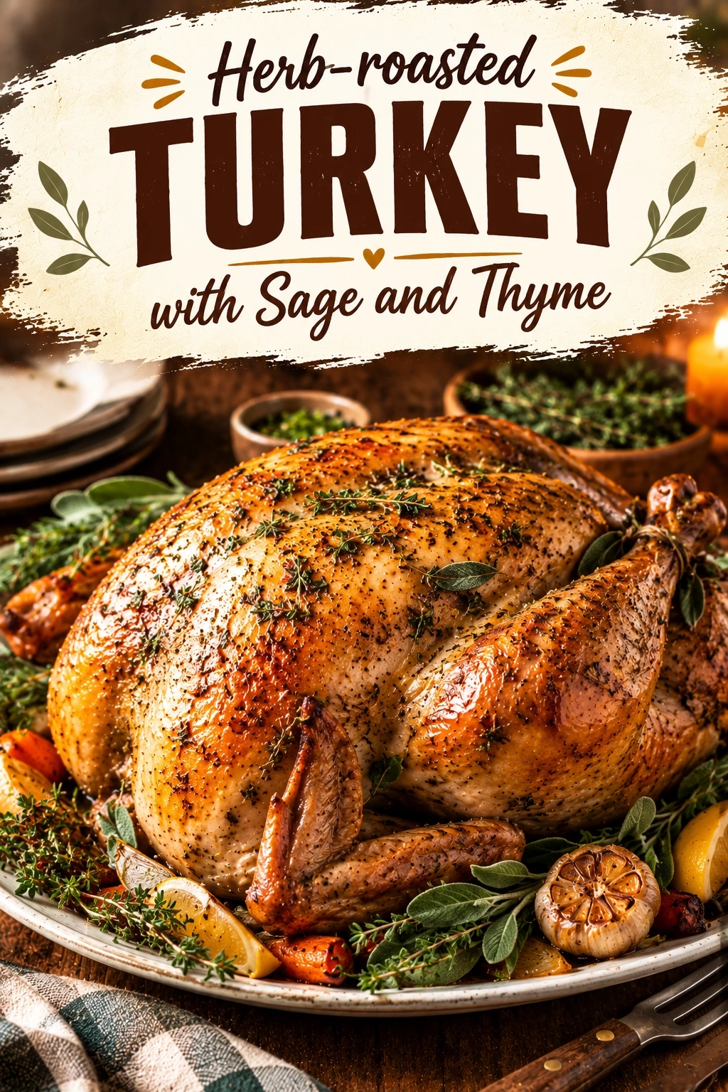 Herb-Roasted Turkey with Sage and Thyme | Perfect Thanksgiving Turkey Recipe recipe
