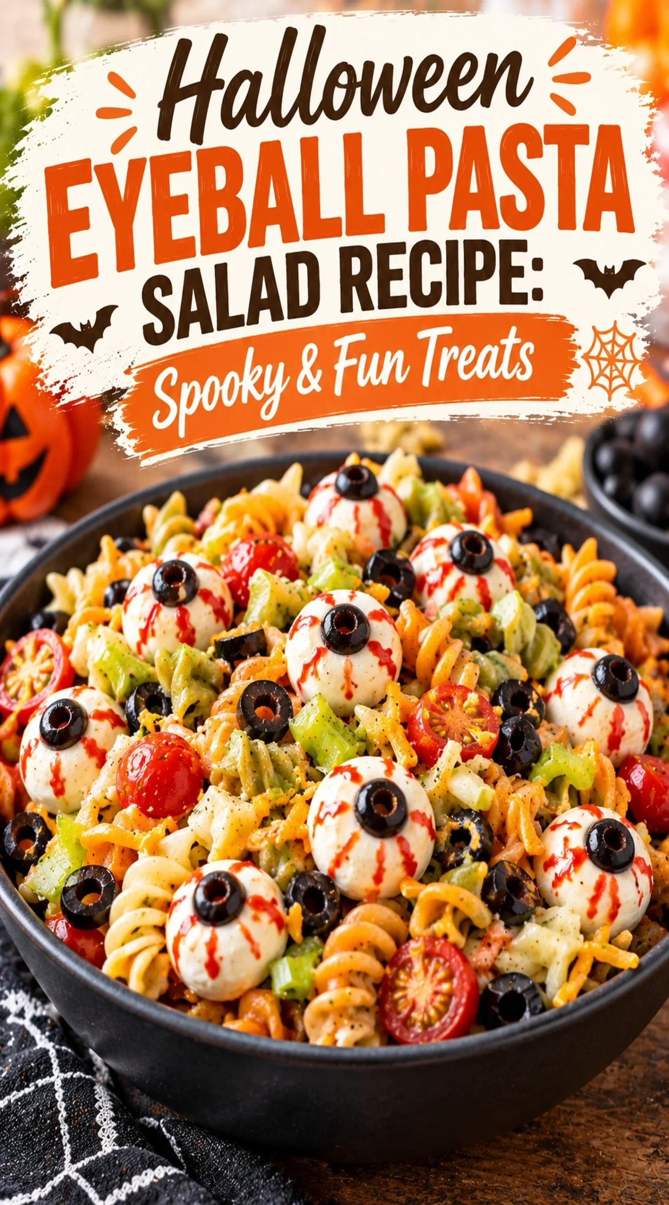 Halloween Eyeball Pasta Salad Recipe: Spooky & Fun Treats | Easy Halloween Party Food recipe