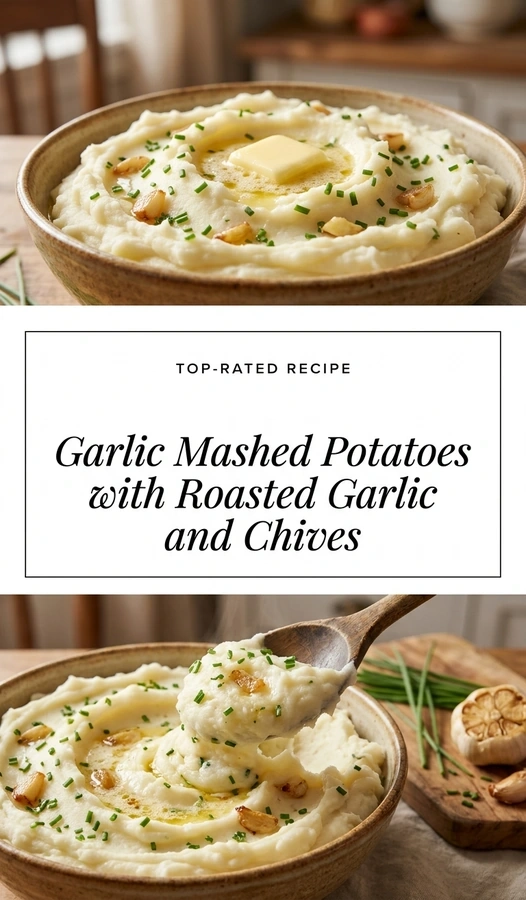 Garlic Mashed Potatoes with Roasted Garlic and Chives | Best Creamy Side Dish recipe