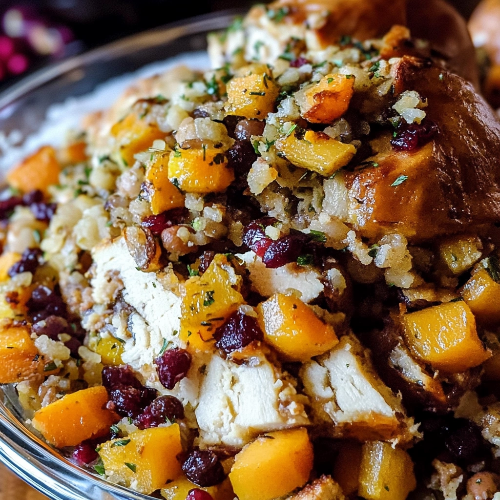 Irresistible Butternut Squash, Cranberry, & Lentil Stuffing recipe