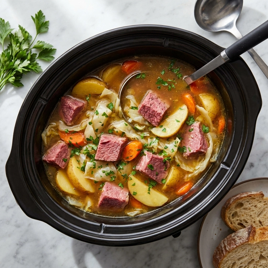 Slow Cooker Corned Beef and Cabbage Soup | Easy Crock Pot Comfort Meal recipe