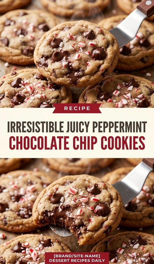 Irresistible Juicy Peppermint Chocolate Chip Cookies Recipe | Holiday Dessert Ideas recipe