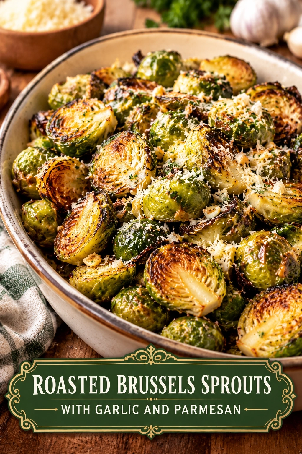 Roasted Brussels Sprouts with Garlic and Parmesan | Easy Healthy Side Dish Recipe recipe