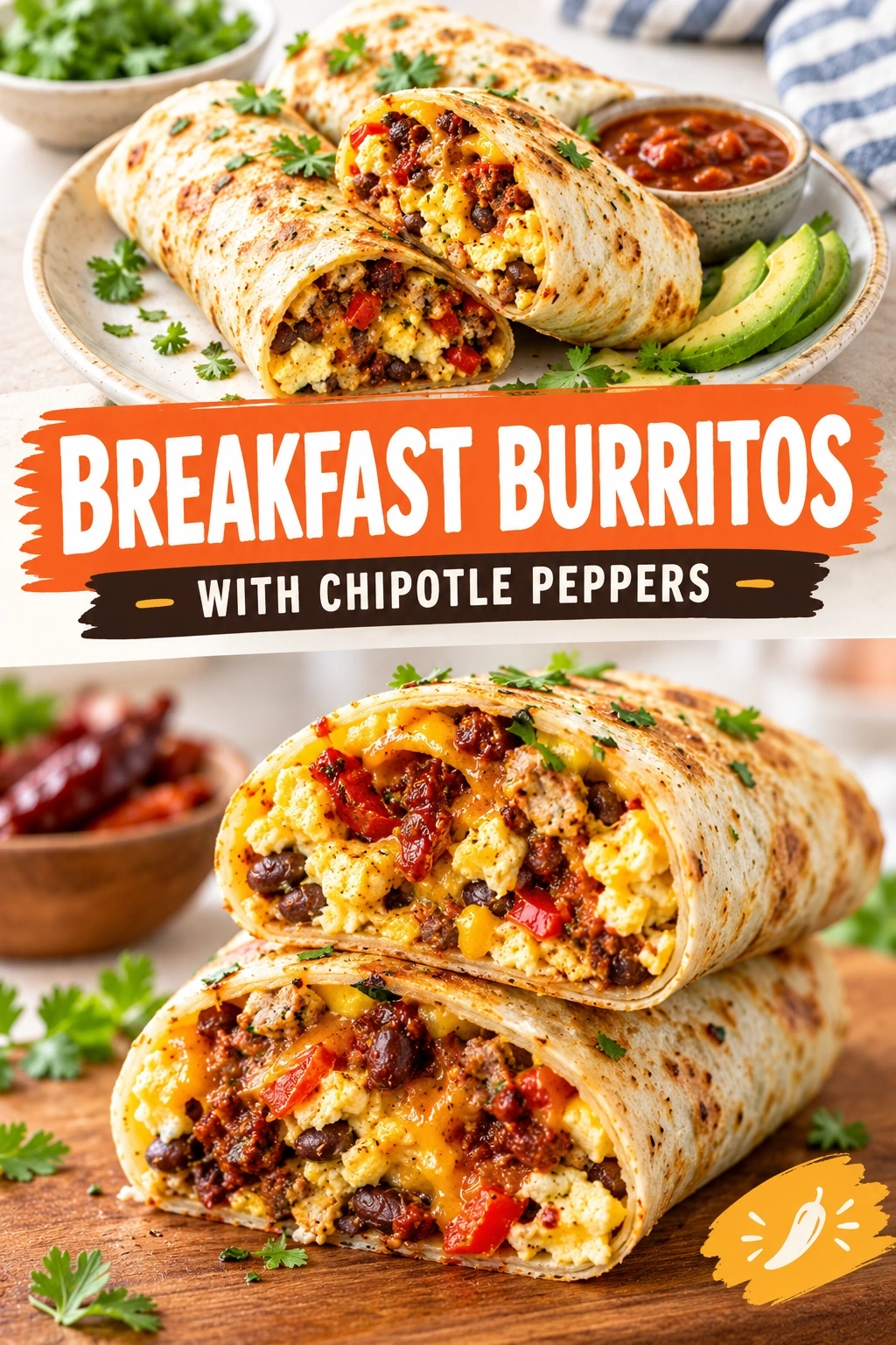 Breakfast Burritos with Chipotle Peppers | Easy Spicy Breakfast Meal Prep recipe