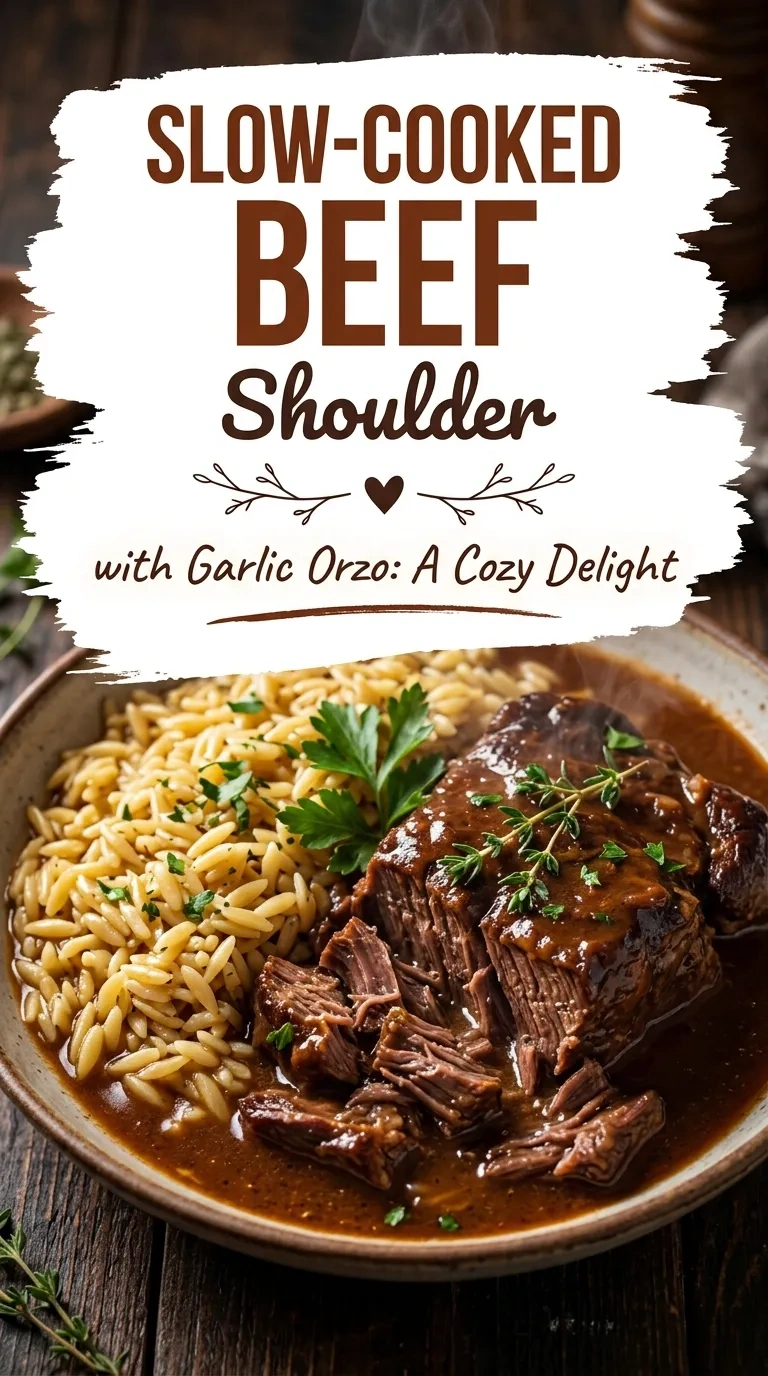 Slow-Cooked Beef Shoulder with Garlic Orzo: A Cozy Delight | Comfort Food Dinner Idea recipe